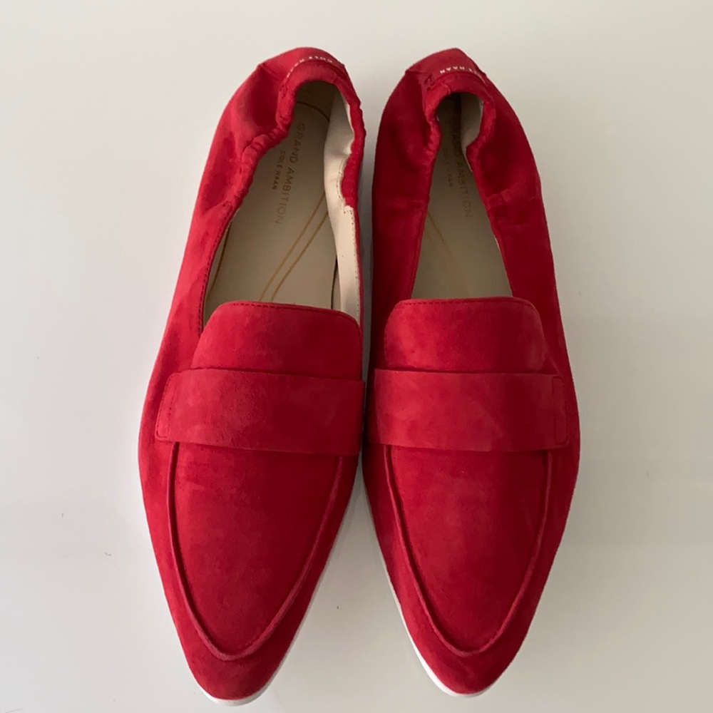 COLE HAAN Grand Ambition Amador Flats Red Suede Size 9